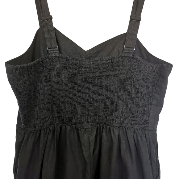 Old Navy Linen Blend Cami Smocked Jumpsuit in Black Jack Like New - Sz XL - Picture 5 of 8
